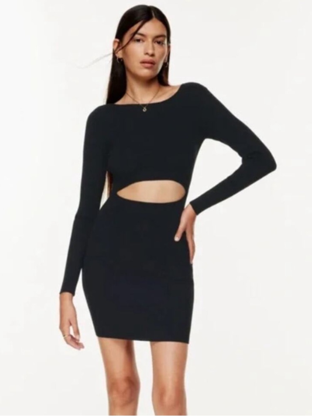 Aritzia Wilfred Free Long Sleeve Knit Cut Out Dress